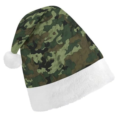 NHYDSPQ Weihnachtsmütze, grüner Militär-Druck, Weihnachtsmannmütze, Unisex, bequeme Weihnachtsmütze von NHYDSPQ