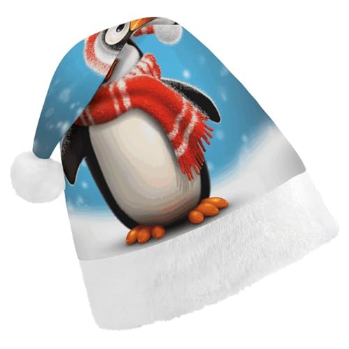 NHYDSPQ Weihnachtsmütze, lustiger Pinguin-Druck, Weihnachtsmütze, Weihnachtsmannmütze, Unisex, bequeme Weihnachtsmütze von NHYDSPQ