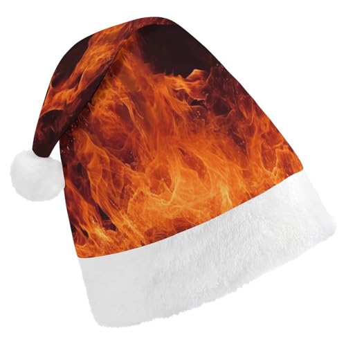 NHYDSPQ Weihnachtsmütze, tanzender Feuer-Druck, Weihnachtsmannmütze, Unisex, bequeme Weihnachtsmütze von NHYDSPQ