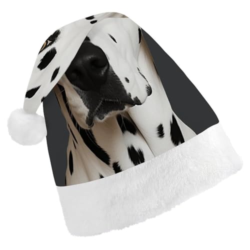 NHYDSPQ Weihnachtsmütze für Erwachsene, Dalmatiner-Druck, Weihnachtsmütze, Unisex, bequeme Weihnachtsmütze von NHYDSPQ