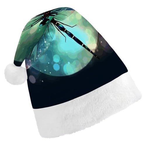 NHYDSPQ Weihnachtsmütze für Erwachsene, Galaxie, Tier, Libellenabdruck, Weihnachtsmannmütze, Urlaub, Unisex, bequeme Weihnachtsmütze von NHYDSPQ