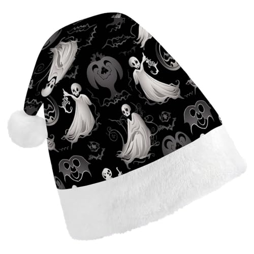 NHYDSPQ Weihnachtsmütze für Erwachsene, Halloween, Gothprint, Weihnachtsmannmütze, Urlaub, Unisex, bequeme Weihnachtsmütze von NHYDSPQ