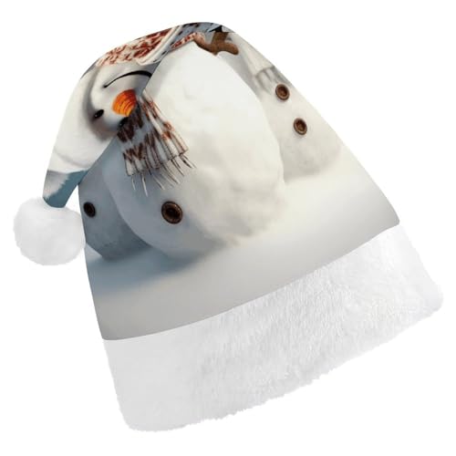 NHYDSPQ Weihnachtsmütze für Erwachsene, fröhlicher Schneemanndruck, Weihnachtsmannmütze, Weihnachtsmannmütze, Unisex, bequeme Weihnachtsmütze von NHYDSPQ