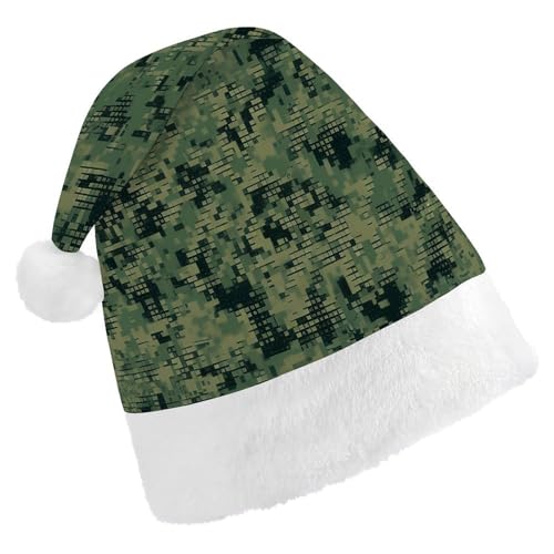 NHYDSPQ Weihnachtsmütze für Erwachsene, grüne Armee-Camouflageprint, Weihnachtsmannmütze, Urlaub, Unisex, bequeme Weihnachtsmütze von NHYDSPQ