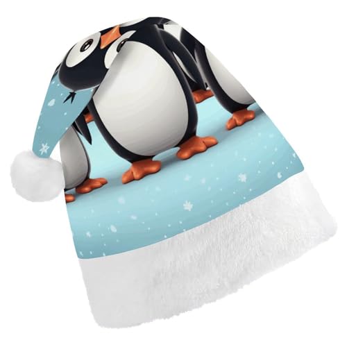 NHYDSPQ Weihnachtsmütze für Erwachsene, niedlicher Pinguinsprint-Weihnachtsmannmütze, Weihnachtsmütze, Urlaub, Unisex, bequeme Weihnachtsmütze von NHYDSPQ