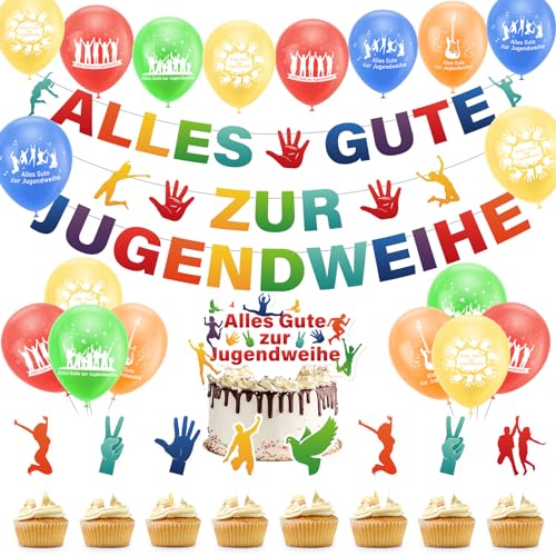 Alles Gute zur Jugendweihe Banner Alles Gute zur Jugendweihe Girlande Jugendweihe Deko mit Luftballons Hängedeko Junge Mädchen Foto Hintergrund Geschenkidee zur Jugendweihe (B) von NHYDZSZ