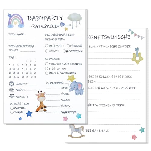 NHYDZSZ 30x Babyparty Spiele Karten zum Ausfüllen,Babyshower Tippkarten Deko Junge Mädchen,Ratespiel für die Babyparty,Tolles Spiel für die Babyparty und Gender Reveal Feier von NHYDZSZ