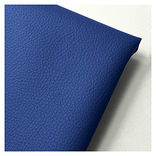 NIANTONG 160cm Breiter Kunstleder-Polsterstoff Meterware Litchi Texture Wasserdichtes Vinyl-Kunstleder für Autositze, Sofastuhlmöbel, Basteln(Color:Blau) von NIANTONG