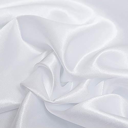 NIANTONG Satin Stoff Futterstoff Für Abendkleidung Kleider Mode Basteln Dekorationen Pyjama 150 cm Breit Meterware Verkauft(Color:Reinweiß) von NIANTONG