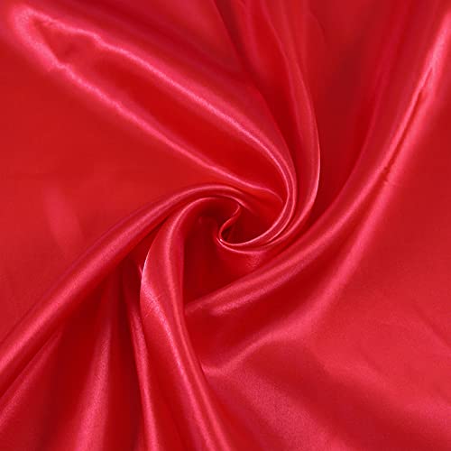 NIANTONG Seiden Satin Stoff Glanz Gewebe Meterware Kleidung Vorhang Mode Hochzeitsdeko Abendkleidung Karnevalskostümen und Röcken Deko Tischdecken zum Nähen von Kissen(Color:rot) von NIANTONG