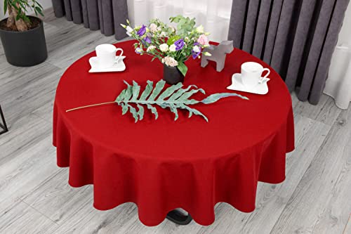 NIBLO Tischdecke Tischläufer Tischtuch Tischwäsche Tischdekoration Tafeltuch (Rot, Oval Tischdecke - 120 x 180 cm) von NIBLO