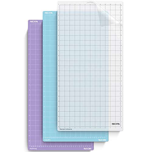 NICAPA Schneidematte für Silhouette Cameo 4/3/2/1 Verschiedene Griffe 3pack, 12"x24" klebriges flexibles rutschfeste Ersatzzubehör Matten für Silhouette Came von NICAPA