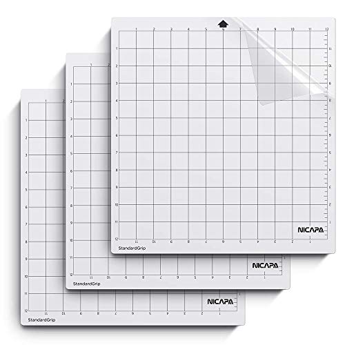 NICAPA Schneidematte für Silhouette Cameo 4/3/2/1 [Standardgriff, 12x12 Zoll, 3er-Pack] Haftende und rutschfeste Flexible gerasterte Schneidematten Ersatzmatten Zubehörset Vinyl Craft Sewing von NICAPA