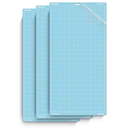 Nicapa Schneidematte für Silhouette Cameo 4/3/2/1 [Light-Grip,12x24 Zoll 3er-Pack] Haftende und rutschfeste flexible quadratische,Schneidematten Ersatzzubehör Set-Matten Vinyl Craft Sewing von NICAPA