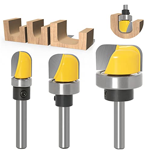 NICAVKIT 3 Stück Schüssel und Tablett Vorlage Fräser Bit, 8 mm Schaft Rundfräser Router Bits Oberfräser Schüssel-Fräs-Bit Hohlkehlfräser Nutfräser-Set für Holzbearbeitung Shaker Cutter Werkzeuge von NICAVKIT