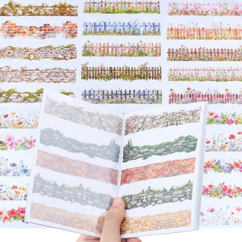 NICENEEDED 20 Blatt Scrapbook Stickerbuch Mit Gartenszene Vorgeschnittene Ästhetische Aufkleber Aus PET Und Washi Blumenzaun Retro Wandcollage Hintergrund Journaling Aufkleber Zur Kartenherstellung von NICENEEDED