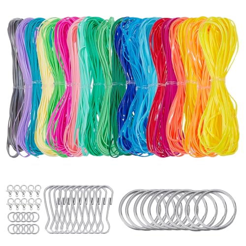 NICENEEDED 20 Farben Lanyard String Kit Schnürband Aus Kunststoff Leuchtend Glitzernd Lanyard Schnur Schnürkordel Mit Druckknopf von NICENEEDED