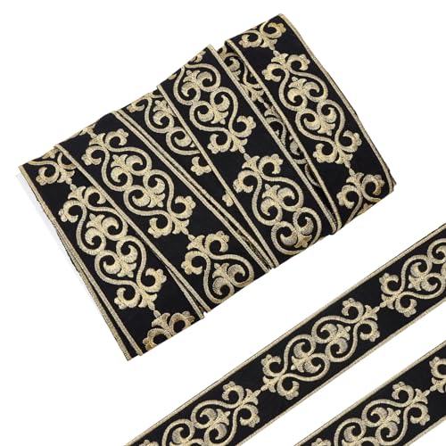 NICENEEDED 3.8 Yards Vintage-Jacquard-Bandbesatz, Goldstickerei-Jacquard-Borte Zum Aufbügeln, Gesticktes Jacquardband Zum Nähen von Kleidung von NICENEEDED