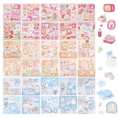 NICENEEDED 30 Blatt Kpop Fotokarten Deko Aufkleber Niedliche Koreanische Cartoon Aufkleber Dekorative Klebeaufkleber Für Scrapbooking Mit Tieren von NICENEEDED