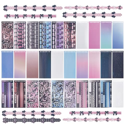 NICENEEDED 30 Blatt Kpop Potocard Koreanische Aufkleber, Bunter Glitter Sweetheart Kettenband Blumenaufkleber, Dekorative Aufkleber Für Scrapbooking von NICENEEDED