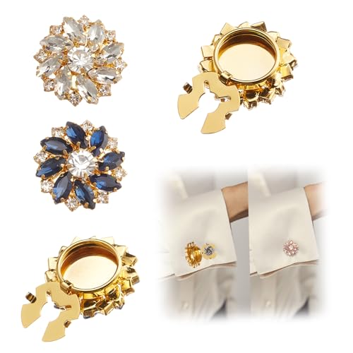 NICENEEDED 4 PCS Knopfabdeckungs Set Für Damen Knopfabdeckung Mit Kristall Strass Manschettenknöpfe Knopfabdeckung Für Hemd Smoking Anzug Formelle Accessoires Für Herren von NICENEEDED