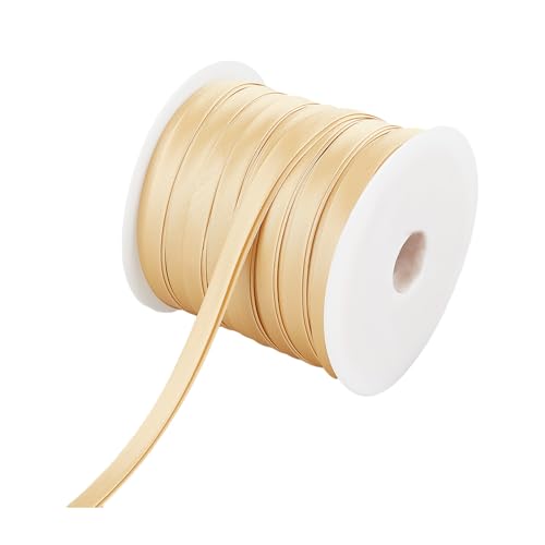 NICENEEDED Doppelt Gefaltetes Schrägband 2/5 Zoll Satin Schrägband Khaki Breites Faltband Bindeband DIY Bekleidungszubehör von NICENEEDED