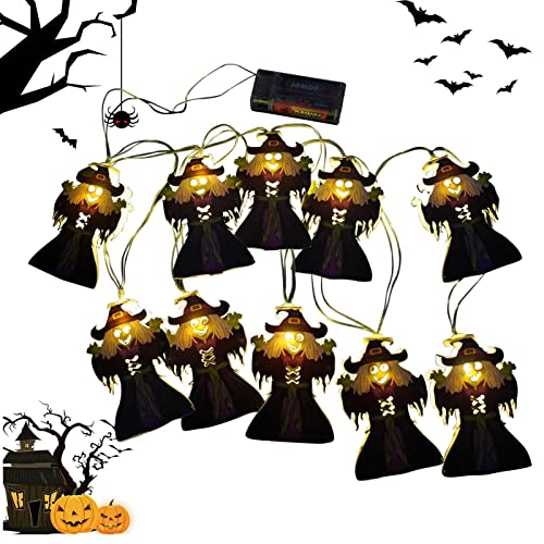 NICERAM Halloween Lichterketten Dekorationen - 2 Lange Halloween-Leuchtdekoration mit 10 LEDs | Batteriebetriebene Lichterketten Halloween Decor Kranz Zubehör von NICERAM