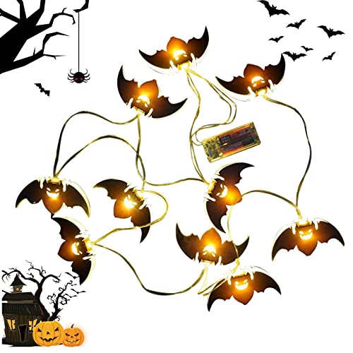 NICERAM Halloween Lichterketten Dekorationen | 2m/78.7inch LED Halloween mit Fledermäusen Kürbisse Hexen | Batteriebetriebenes Halloween Indoor Outdoor Decor Supplies von NICERAM