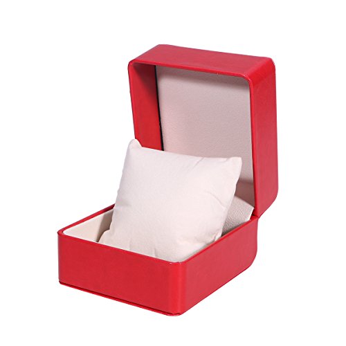 NICERIO Uhrenbox, Premium PU Single Grid Armband Box Geschenkbox Schmuckschatulle mit Kissen, ideal für Weihnachten Neujahr Geburtstagsgeschenk (Rot) von NICERIO