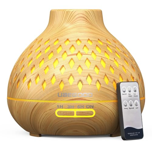 NICEWAT Aroma Diffuser 400ml, Ultraschall Luftbefeuchter Duftöl Diffuser, Diffusor für Ätherische Öle mit 4 Timer, Aromatherapie Diffusor mit Fernbedienung und 7 Farben LED, für Schlafzimmer Yoga Büro von NICEWAT