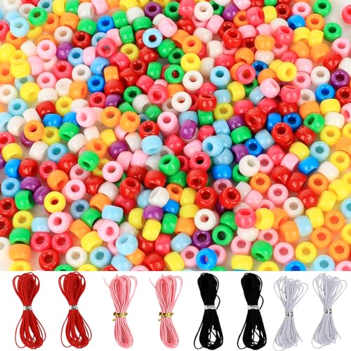 NICEWIN Colourful Beads for Threading, 1200 Pieces Beads for DIY Bracelet Jewellery Making Kit Necklace with 50 m Elastic Cord von NICEWIN