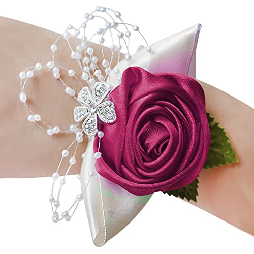 Hochzeit Braut Brautjungfer Blumenmädchen Handgelenk Korsage Handgelenk Blume Stretch Armband Armband mit Faux Perle für Hochzeit Prom Hand Blumen Dekoration von NICEYEA