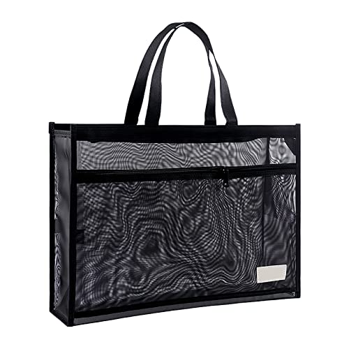 Transporttasche A3 Zeichenmappe Aufbewahrungstasche Nylon Netztasche Kunstmappe Tragetasche Kunstwerk Zeichnungtasche Dokumententasche mit Griffen, Schwarz/Blau von NICEYEA