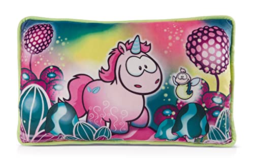 NICI Kissen Einhorn Midnight Floral & Glühwürmchen Glim Jim 43 x 25 cm – Kuschelkissen mit Glow In The Dark-Effekt, Dekokissen für Kinder & Erwachsene, 49109, tolle Geschenkidee, bunt von NICI