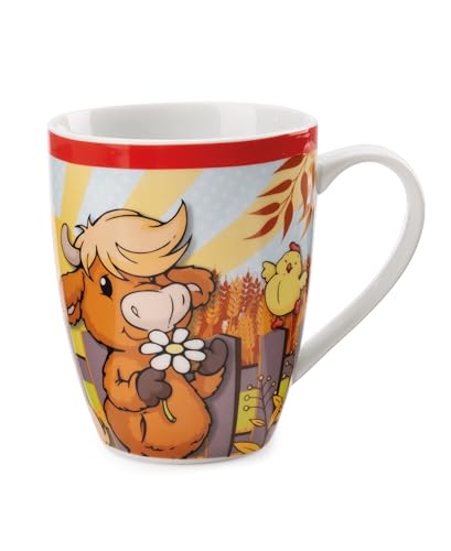 NICI 61121 Hochlandrind McMooray & Küken Eggwina 310ml Porzellan rot-Teetasse Porzellantasse Henkeltasse Tasse Mug mit Henkel für Kalt-und Heißgetränke, Kaffee, Tee, Milch, Kakao von NICI