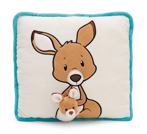 NICI 61730 Kissen Känguru mit Kängurubaby 7cm 30x30cm braun-Flauschiges Kuscheltierkissen für Jungen, Mädchen, Babys und Kuscheltierliebhaber: ideal für Zuhause, Kindergarten oder unterwegs von NICI