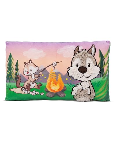 NICI Forest Friends Kinder Kissen Wolf Winny & Streifenhörnchen JoJo 43x25cm - Rechteckiges Kuschelkissen flauschig, Für Mädchen, Jungen & Babys Erwachsene – 49954 von NICI