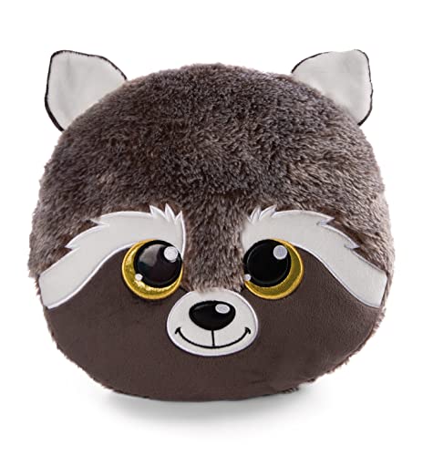 NICI GLUBSCHIS Kissen Waschbär Clooney 33 x 32 cm – rundes Kuschelkissen aus weichem Plüsch, Dekokissen für Kinder & Erwachsene, 48586, tolle Geschenkidee, braun von NICI