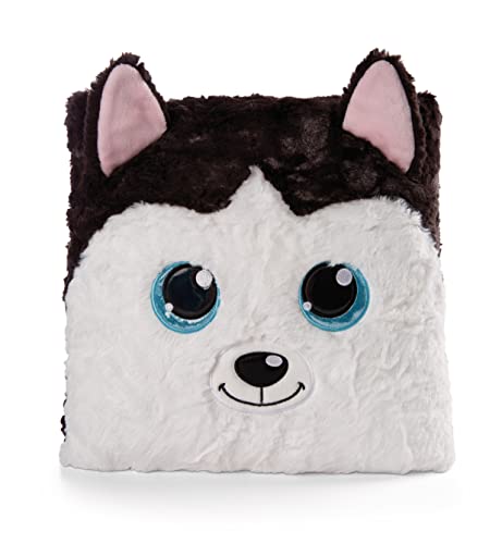 NICI Kissen GLUBSCHIS Husky Barkley 30x30cm weiß-schwarz figürlich - Flauschiges Kuscheltierkissen für Jungen, Mädchen, Babys und Kuscheltierliebhaber – ideal für Zuhause, Kindergarten oder unterwegs von NICI