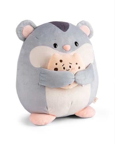 NICI MYMOCHI Kuscheltier Hamster Shai 27cm mit Keks grau - Stofftier aus weichem Plüsch, niedliches Plüschtier zum Kuscheln und Spielen, für Kinder & Erwachsene, tolle Geschenkidee - 61156 von NICI