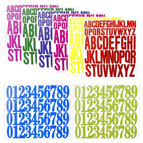 8 Blatt Selbstklebende Buchstaben Zahlen Aufkleber Set 2,5cm 5cm Groß Klebebuchstaben Selbstklebend Wasserfeste Vinyl Alphabet Nummer Sticker für Scrapbook Kunsthandwerk Karte Briefkästen(8 Farben) von NICKLIN