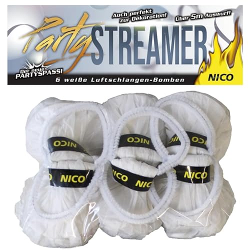 Nico Europe® Party Streamer weiß, 3 Beutel mit insgesamt 18 Luftschlangenbällen von NICO Europe