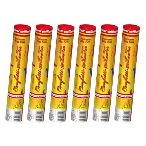 Nico Feuerwerk® [6er Sparpack] Premium-Konfetti-Shooter Set BUNT metallic I Party-Popper-kanonen 30 cm für Geburtstag Verlobung Hochzeit Party Silvester Feier von NICO Feuerwerk