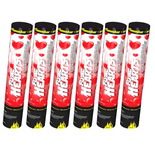 Nico Feuerwerk® [6er Sparpack] Premium-Konfetti-Shooter Set HERZEN ROT metallic I Party-Popper-kanonen 30 cm für Geburtstag Verlobung Hochzeit Party Silvester Feier von NICO Feuerwerk