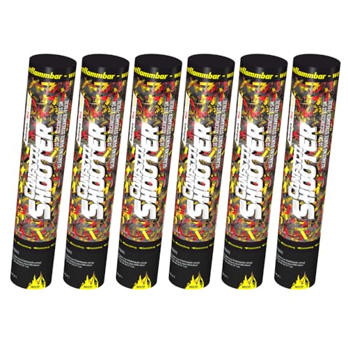 Nico Feuerwerk® [6er Sparpack] Premium-Konfetti-Shooter Set SCHWARZ ROT GOLD metallic I Party-Popper-kanonen 30 cm für Geburtstag Verlobung Hochzeit Party Silvester Feier von NICO Feuerwerk