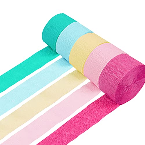 NICROHOME 5 Rollen Einhorn Party Deko, Hellblau Hellrot Krepppapier Bunt Luftschlangen für Hochzeit Verlobung Geburtstag Brautdusche Babyparty von NICROHOME EUR