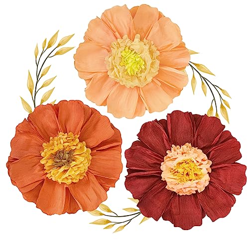 NICROHOME Herbst Hochzeit pompons Dekorationen, Burnt Orange und braun riesigen Seidenpapier Blumen Pom Pom Dekorationen für rustikale Boho Braut Dusche Dusche Erntedank-Party Hanging Wanddekorationen von NICROHOME EUR