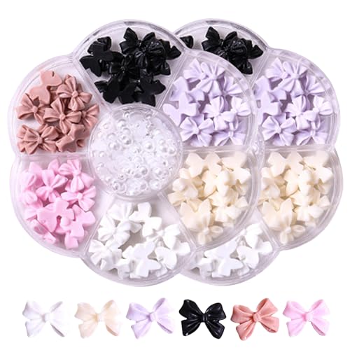 2 Pack Bow Nail Bunfle Bogen für Nagel 3d Bogenknotennägelkunst farbenfrohe Nageldekorationen für Diy Jewel Stones Nagelkunst Strassstil 2 von NIDONE