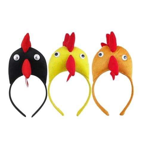 3pcs Hühnchen Stirnband Halloween Rooster Stirnband Plüsch tierisches Ohrstirnband Halloween Chicken Cosplay Requisiten Halloween Party Lieferungen Kinderbühne Performance Requisiten, Kinder Hühnerko von NIDONE