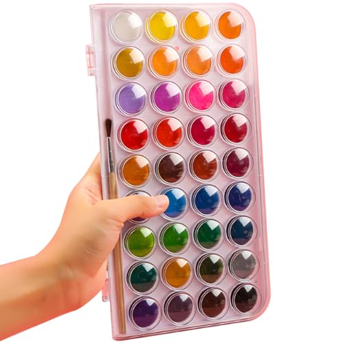 Aquarellfarbe mit Pinsel Set, 36 Farben Aquarellpalettenfarbe Set Waschbare ungiftige Farben Kunstversorgungen für Erwachsene und Kinder, Anfänger und Profi, Aquarell von NIDONE